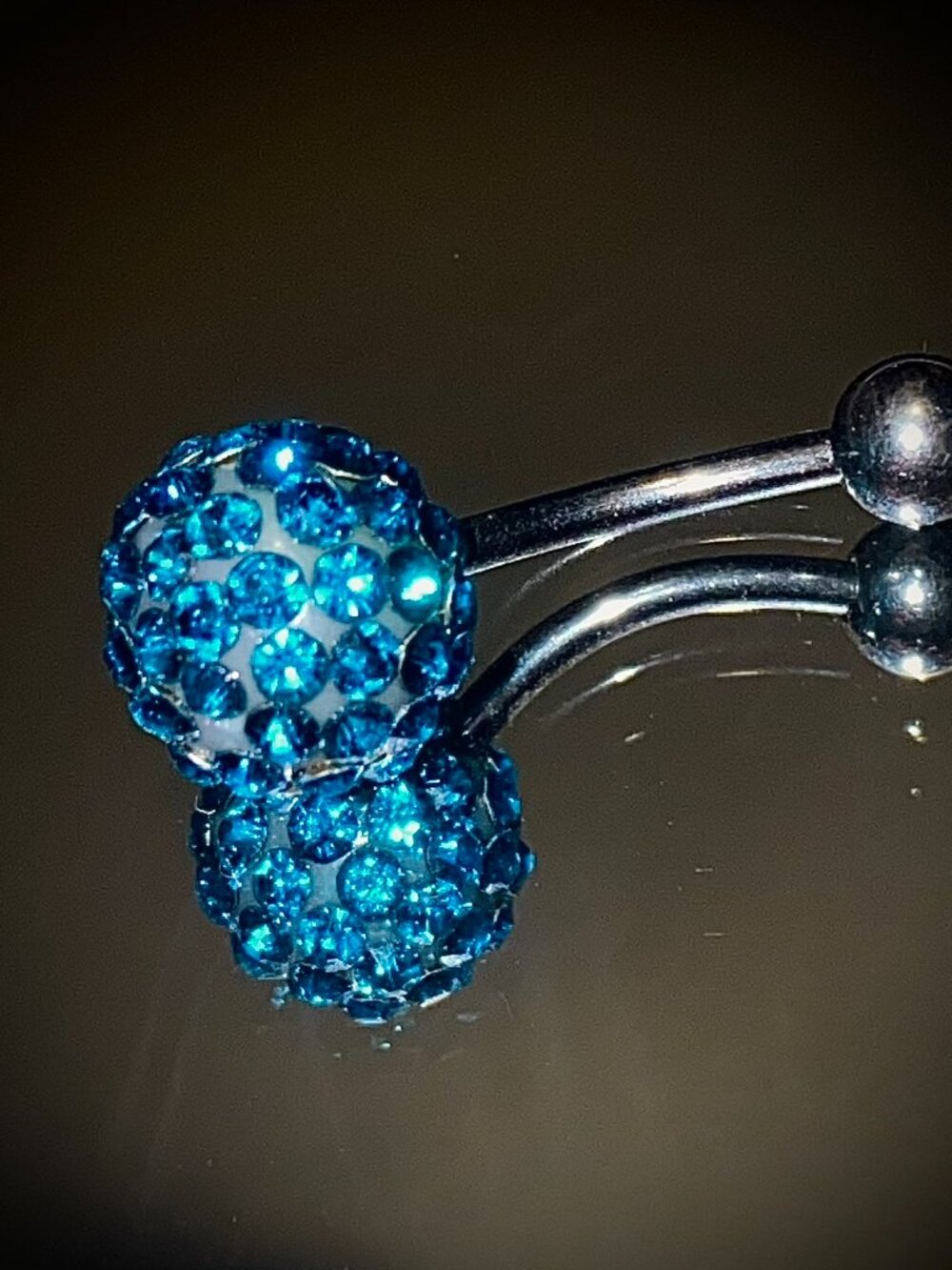 Shamballa Belly Ring Navel Teal 14g CZ